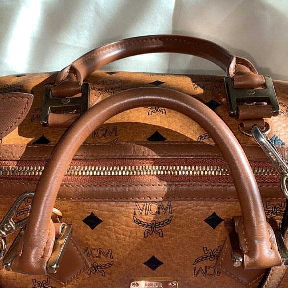 EUC MCM Cognac Visetos 2 way satchel - Picture 7 of 15